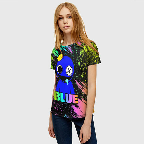 Женская футболка Rainbow Friends - Blue / 3D-принт – фото 3