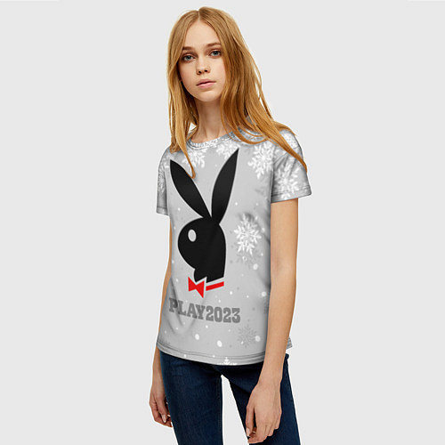 Женская футболка Кролик play 2023 / 3D-принт – фото 3