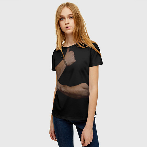Женская футболка Руки в темноте / 3D-принт – фото 3