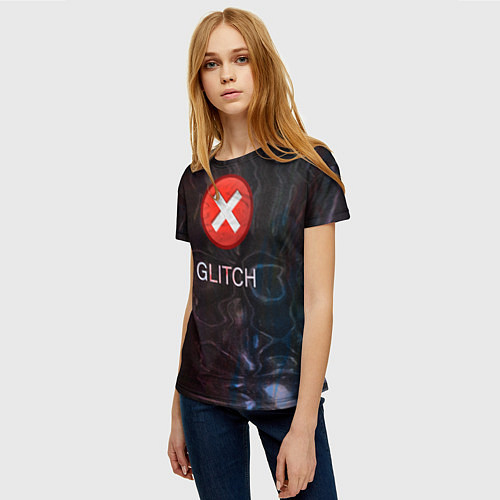 Женская футболка GLITCH - Визуальная ошибка / 3D-принт – фото 3
