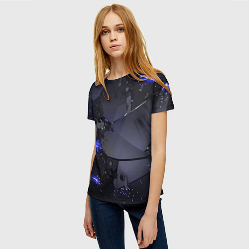 Женская футболка Неоновые плиты, взрыв / 3D-принт – фото 3