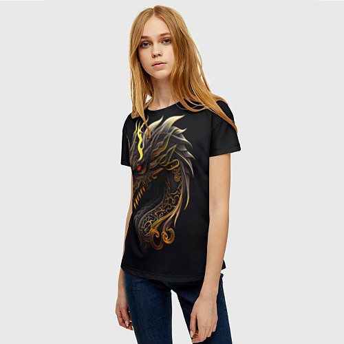 Женская футболка Китайский дракон - ирезуми / 3D-принт – фото 3
