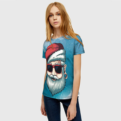 Женская футболка Санта Хипстер / 3D-принт – фото 3