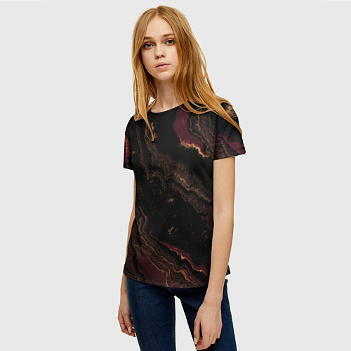 Женская футболка Золотистые блёстки и песок / 3D-принт – фото 3