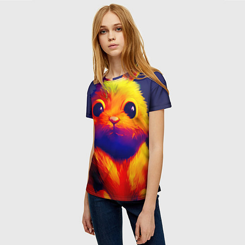 Женская футболка Арт кролика / 3D-принт – фото 3