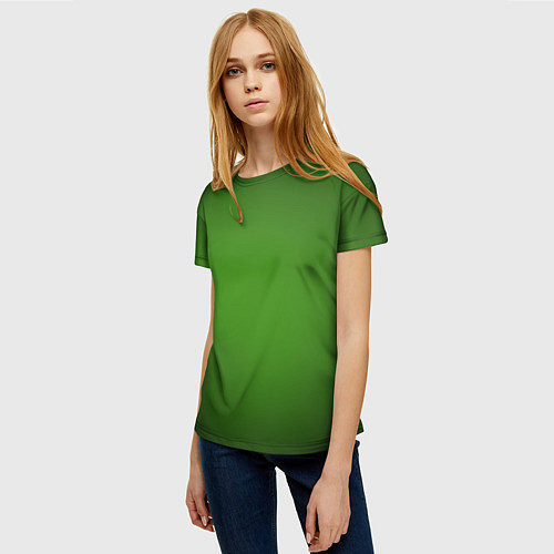 Женская футболка Зеленый с затемняющей виньеткой / 3D-принт – фото 3