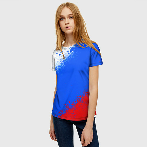 Женская футболка Флаг России - триколор / 3D-принт – фото 3