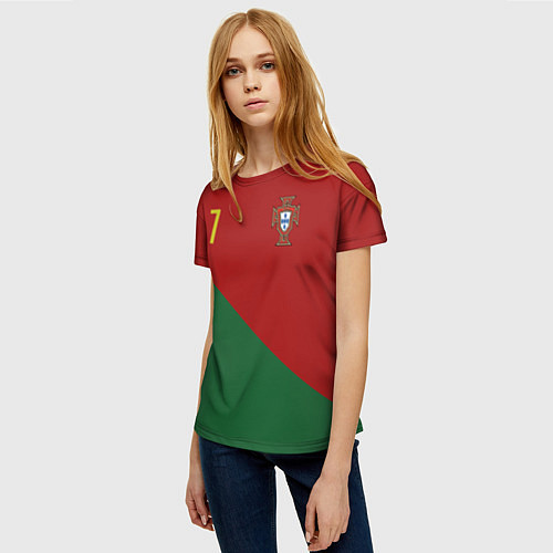 Женская футболка Роналду сборная Португалии / 3D-принт – фото 3