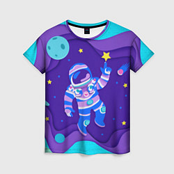 Футболка женская Космонавт в космосе - рисунок, цвет: 3D-принт