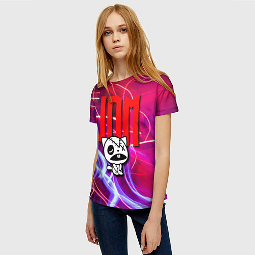 Женская футболка JDM style - одноглазый котик / 3D-принт – фото 3