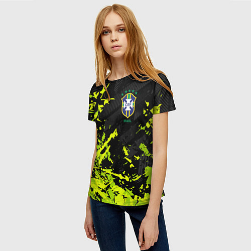 Женская футболка Сборная Бразилия пятна / 3D-принт – фото 3