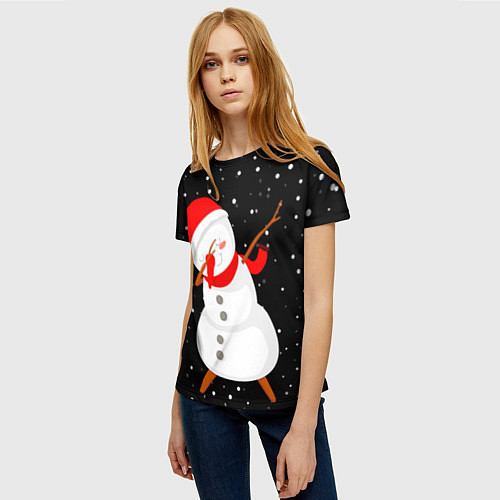Женская футболка Снеговик дэбует / 3D-принт – фото 3