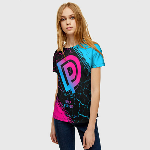 Женская футболка Deep Purple - neon gradient / 3D-принт – фото 3