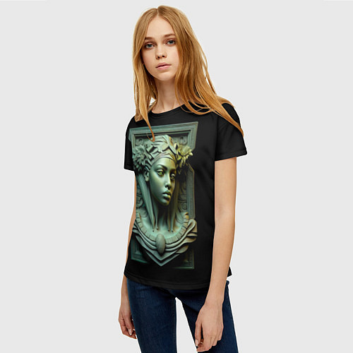 Женская футболка Нейросеть - барельеф античной девушки / 3D-принт – фото 3