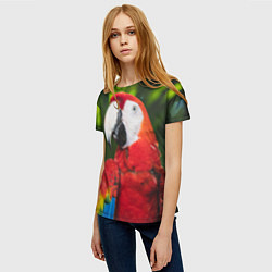 Футболка женская Красный попугай Ара, цвет: 3D-принт — фото 2