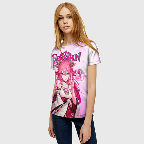 Женская футболка Яэ Мико Геншин импакт / 3D-принт – фото 3