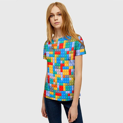 Женская футболка Детский конструктор - текстура / 3D-принт – фото 3
