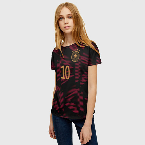 Женская футболка Гнабри Сборная Германии ЧМ 2022 выездная / 3D-принт – фото 3