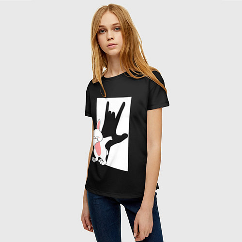 Женская футболка Тень дабающего кролика / 3D-принт – фото 3