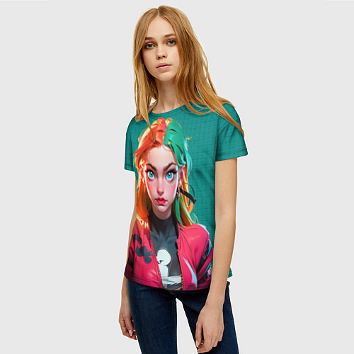Женская футболка Нейросеть - киберпанк аниме / 3D-принт – фото 3