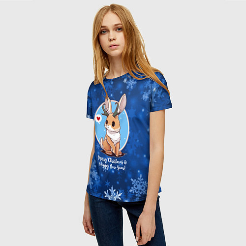Женская футболка Кролик - символ нового года / 3D-принт – фото 3