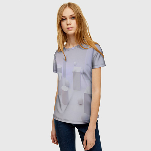 Женская футболка Светлые геометрические шары и кубы / 3D-принт – фото 3