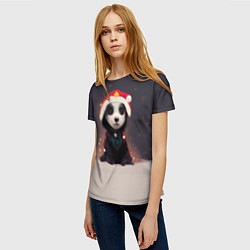 Футболка женская Пёсель - панда в колпаке, цвет: 3D-принт — фото 2