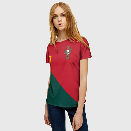 Женская футболка Роналду ЧМ 2022 сборная Португалии / 3D-принт – фото 3
