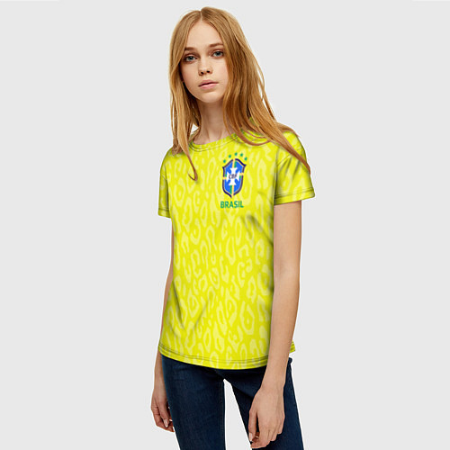 Женская футболка Форма сборной Бразилии ЧМ 2022 / 3D-принт – фото 3