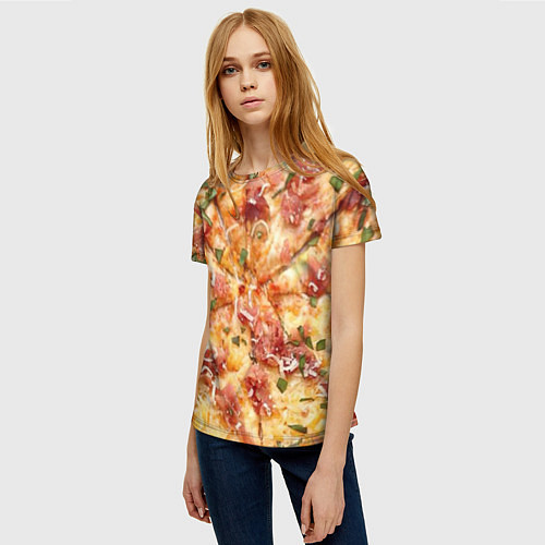 Женская футболка Вкусная пицца / 3D-принт – фото 3