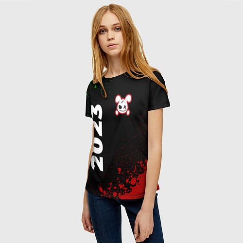 Женская футболка Кролик НГ злой: надпись, символ / 3D-принт – фото 3