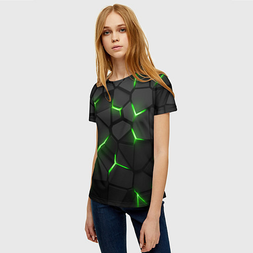 Женская футболка Green neon steel / 3D-принт – фото 3
