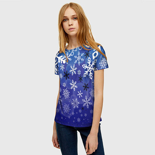 Женская футболка Сказочный снегопад / 3D-принт – фото 3