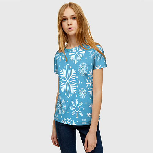 Женская футболка Snow in blue / 3D-принт – фото 3
