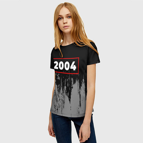 Женская футболка 2004 - в красной рамке на темном / 3D-принт – фото 3