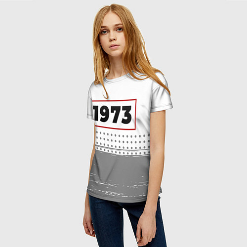 Женская футболка 1973 - в красной рамке на светлом / 3D-принт – фото 3