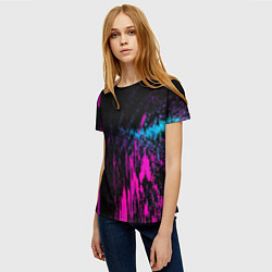 Футболка женская Фиолетовые линии и нейроны, цвет: 3D-принт — фото 2