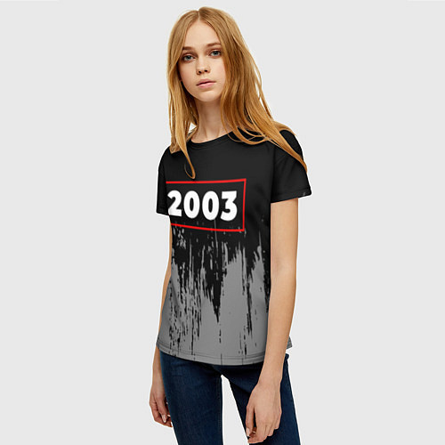 Женская футболка 2003 - в красной рамке на темном / 3D-принт – фото 3