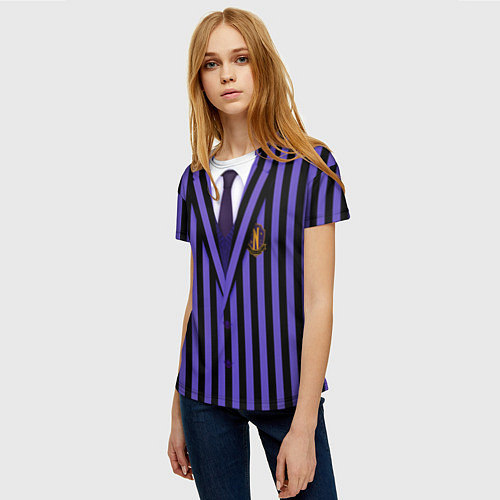 Женская футболка Школьники Невермор: фиолетовая форма / 3D-принт – фото 3