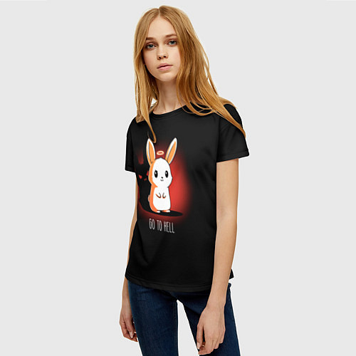 Женская футболка Кролик чёртик / 3D-принт – фото 3