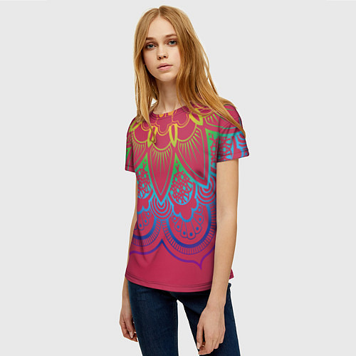Женская футболка Viva magenta mandala / 3D-принт – фото 3