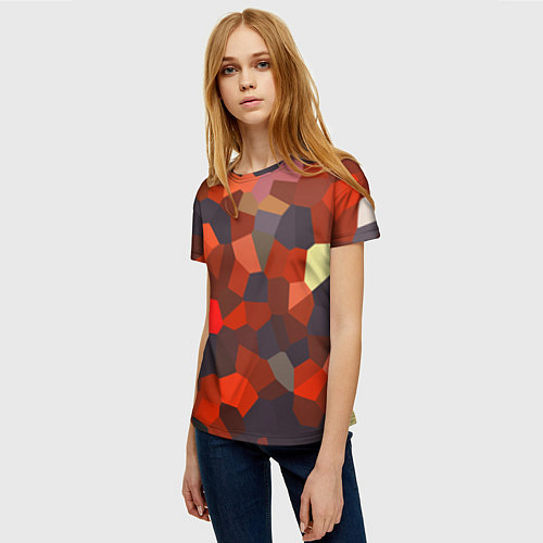 Женская футболка Разноцветные кубики / 3D-принт – фото 3