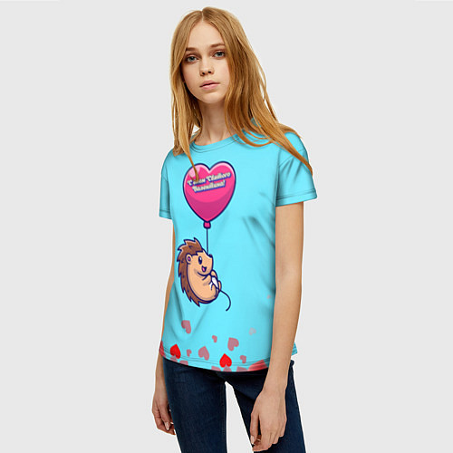 Женская футболка Ежик с Валентинкой / 3D-принт – фото 3