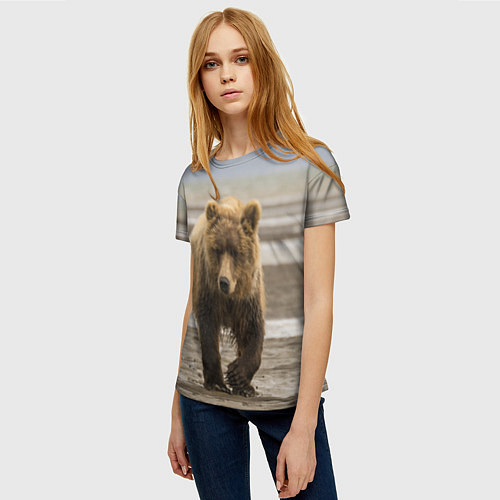 Женская футболка Медвежонок в аэропорту / 3D-принт – фото 3