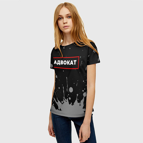 Женская футболка Адвокат - в красной рамке на темном / 3D-принт – фото 3