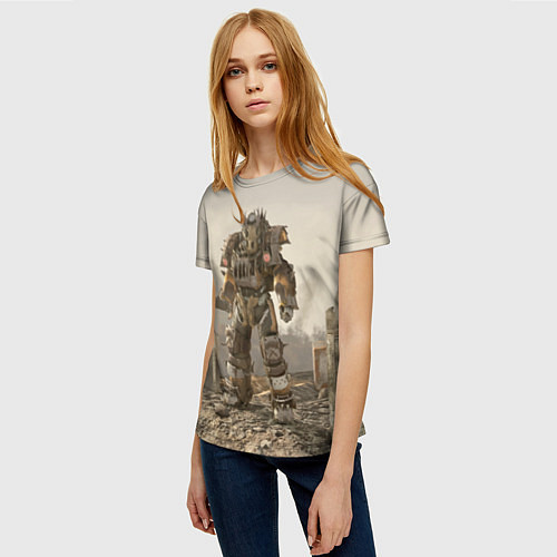 Женская футболка Bone raider power armor skin in fallout / 3D-принт – фото 3