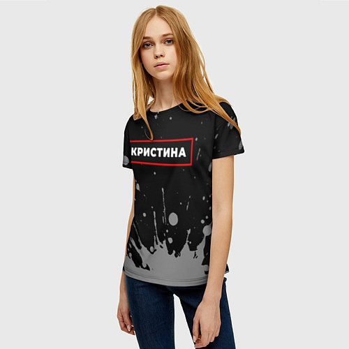 Женская футболка Кристина - в красной рамке на темном / 3D-принт – фото 3