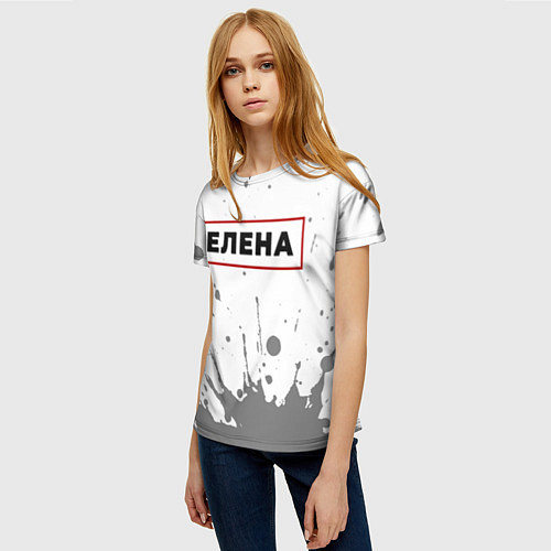 Женская футболка Елена - в красной рамке на светлом / 3D-принт – фото 3