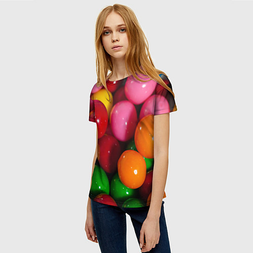 Женская футболка Конфеты ассорти / 3D-принт – фото 3