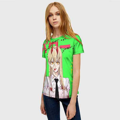 Женская футболка Человек - бензопила Пауэр в крови / 3D-принт – фото 3